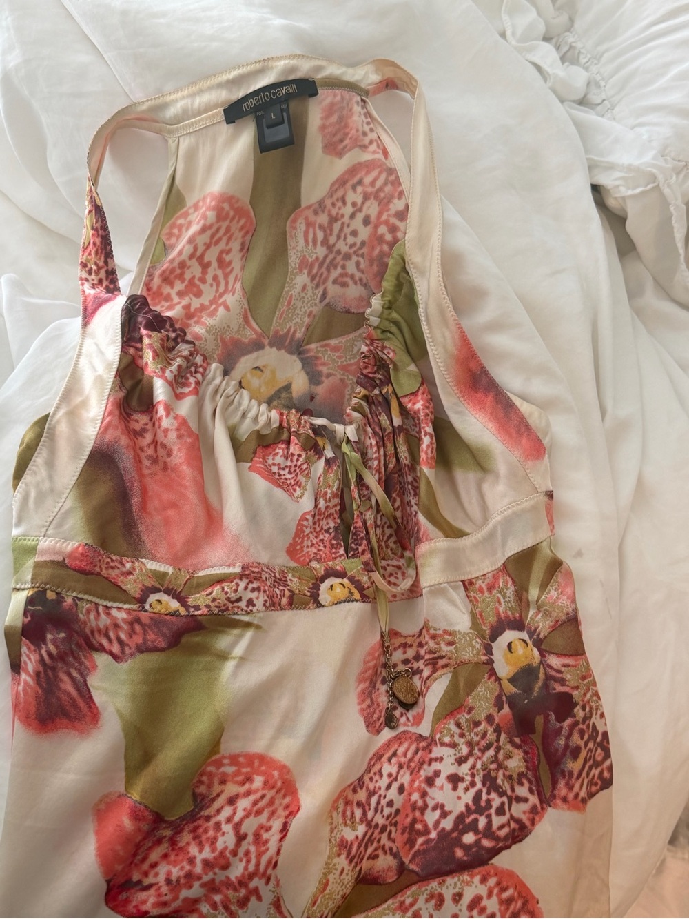 Roberto Cavalli 2004 Orchid Print / Floral Halter Silk Camisole - Picture 4 of 4